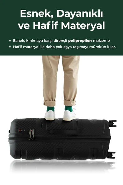 Artemis Polipropilen PP Kırılmaz 2'li Valiz Seti Büyük ve Kabin Boy - Gri - 8