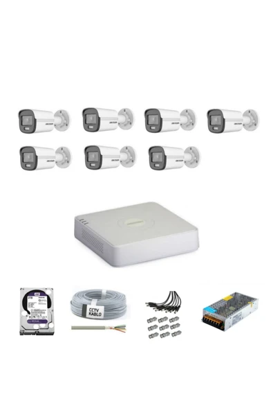 Colorvu Gece-karanlıkta Renkli 7 Ahd Kameralı Güvenlik Kamera Kuruluma Hazır Set