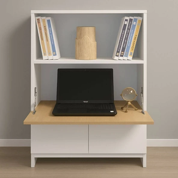 Kitaplıklı ve Açılabilir Çalışma Masası Çok Amaçlı Ünite – %100 MDF | Yerli Üretim- Çocuklar İçin - 2