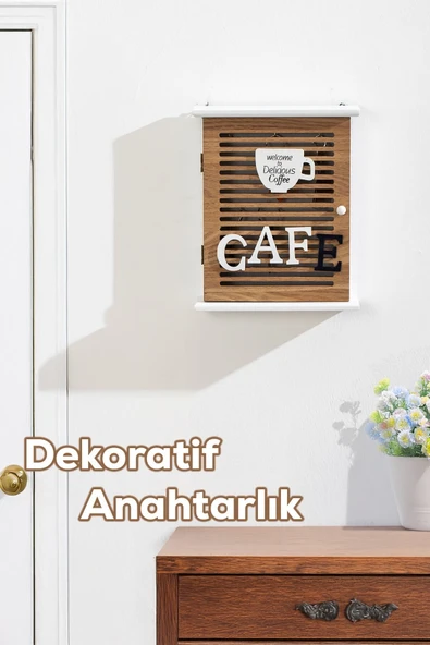 Porsima Duvara Montajlı Dekoratif Anahtarlık Dolabı - Duvar Askılı Anahtar Saklama Kabin 21X25,5cm