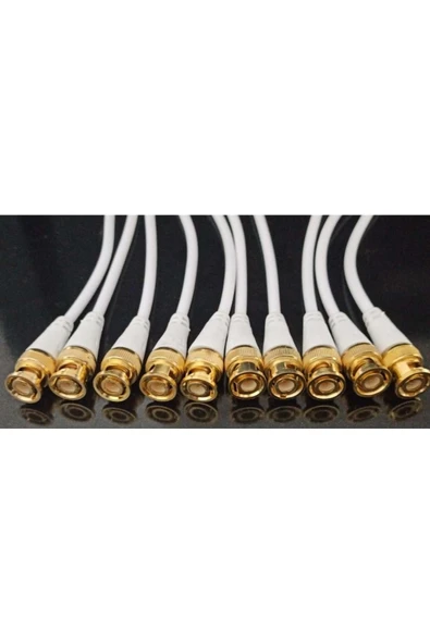 50 Adet Hazır Kalın Kesit Kablolu Sarı Bnc Konnektör Cctv Ahd