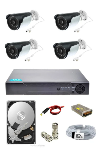 4 Lü Güvenlik Kamera Seti 1080p Ahd Kamera Seti Gece Izlenebilir