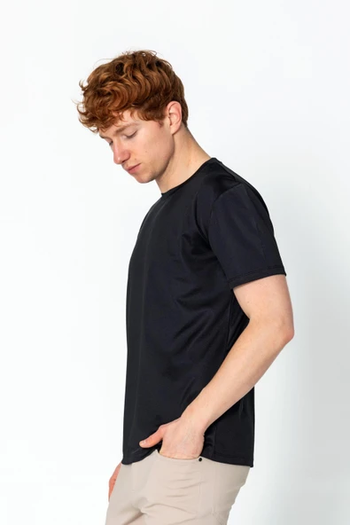 Erkek Fit Naylon Bisiklet Yaka Seyahatlik Kırışmaz T-Shirt - 4