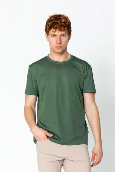 Erkek Fit Naylon Bisiklet Yaka Seyahatlik Kırışmaz T-Shirt - 11