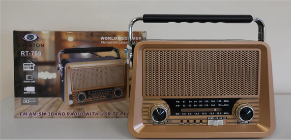Everton Rt-756  Bluetooth Fm-Usb-Tf-Aux Şarjlı Nostaljik Radyo - 1