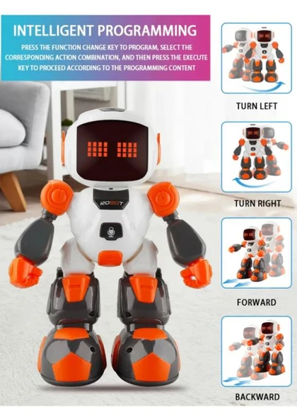 Uzaktan Kumandalı Işıklı Sesli Ses Kaydı Yapan Yürüyen Robot - 4