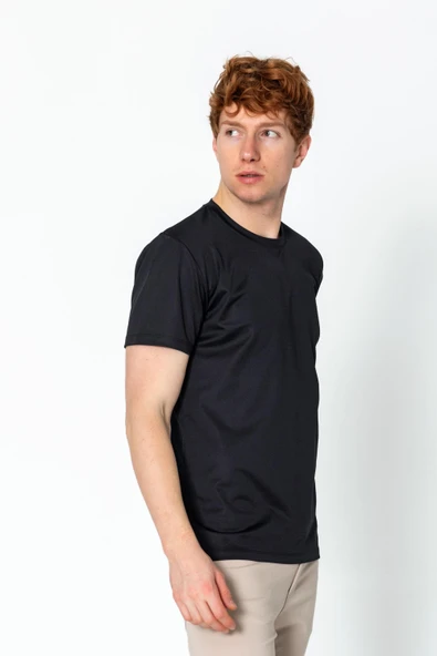 Erkek Fit Naylon Bisiklet Yaka Seyahatlik Kırışmaz T-Shirt - 5