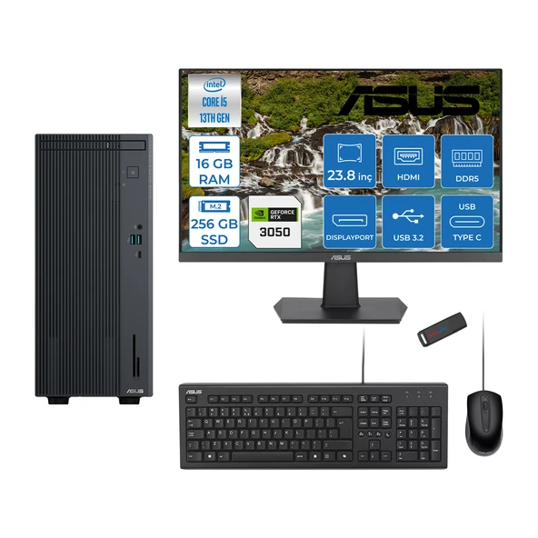 Asus Expertcenter P500MV Intel Core I5-13420H 16GB Ddr5 256GB SSD Freedos 6GB/RTX3050 100HZ IPS 23.8" Mon Minitower Masaüstü Bilgisayar WL5136216512B0DF01+Zettausbbellek ürün görseli 1