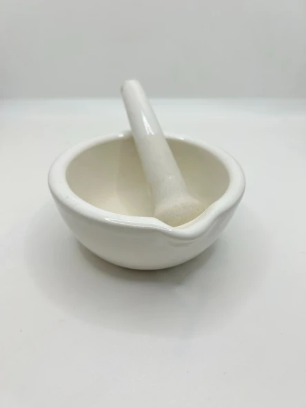 Porselen Havan Takımı 130 mm . Büyük Boy Eczane ve Laboratuvar Tipi Ezme & Toz Haline Getirme