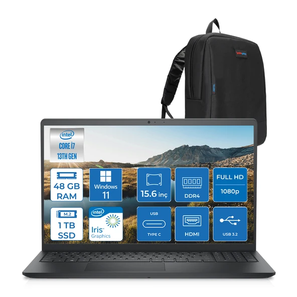 Dell Inspiron 15 3530 Intel Core I7-1355U 48GB 1tb SSD 15.6 Inç Full Hd  WIN11HOME Laptop ZI35301103H18+ZETTAÇANTA ürün görseli 1