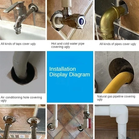 Pandoraplanet Paslanmaz Çelik Su Borusu Musluk Dekoratif Kapak Banyo Musluk Için Ayrılabilir Duvar - 5