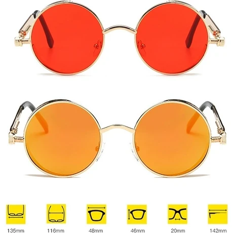 Ykd Store Metal Yuvarlak Çerçeve Steampunk Retro Güneş Gözlüğü Erkek Kadınlar 3 - 3
