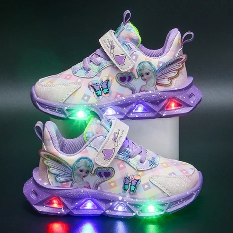 Vogue Çocuk Spor Ayakkabı LED Işıklı Spor Ayakkabı Pu Deri Kız Pembe Çocuk Koşu Ayakkabısı