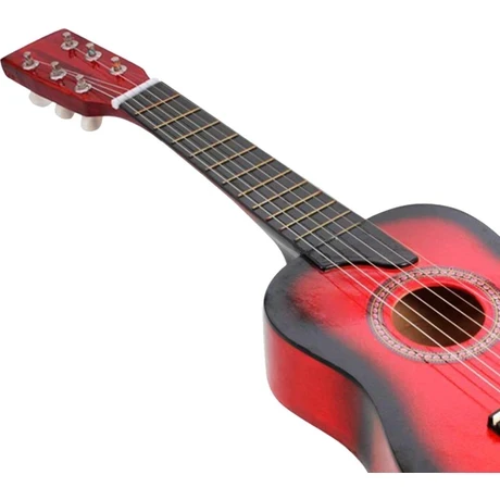 Perfk 25 Inç Ahşap Akustik Gitar Müzik Aleti Oyuncak Pratik Müzik Kırmızı - 3