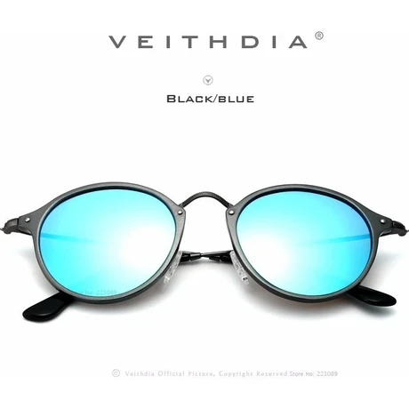 Veithdia Moda Yuvarlak Unisex Güneş Gözlüğü - Polarize UV400 Kaplama Ayna Lensi - 3