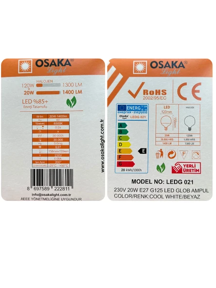 (10 Adet) 20W (120W) 6500K (Beyaz Işık) E27 Duylu (Kalın Duy) Glop Led Ampul - 4