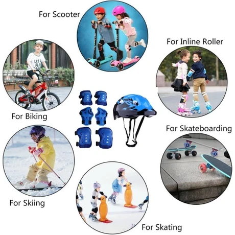 klar Spor Koruyucu Dişli Seti, Kask ve El Bilek, Dirsek, Diz, Kaykay, Paten, Scooter, Bisiklet Için - 3