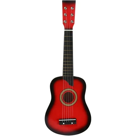 Perfk 25 Inç Ahşap Akustik Gitar Müzik Aleti Oyuncak Pratik Müzik Kırmızı