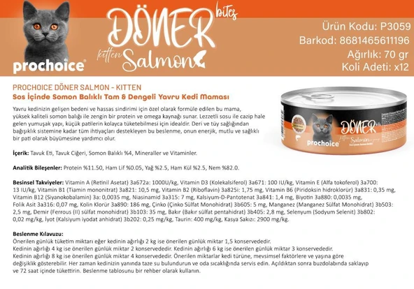 Prochoice Döner Bites Somonlu Yavru Kedi Konservesi 70 GR - Resim 3