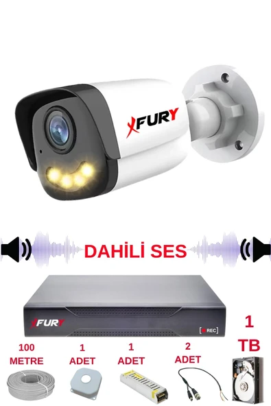 FURY 1 li Sesli Gece Renkli Görüş Güvenlik Kamerası Su Geçirmez Güvenlik Kamerası Seti 5590s 1TB ürün görseli