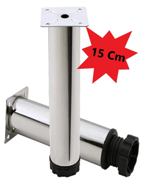 Mobilya Kanepe Baza Koltuk Çekyat Yükseltme Ayağı Tablalı Krom Metal 15 Cm 4 Adet - Resim 3
