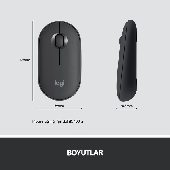Logitech MK470 Kablosuz İnce Türkçe Klavye Mouse Seti - Gri-Siyah - Resim 8