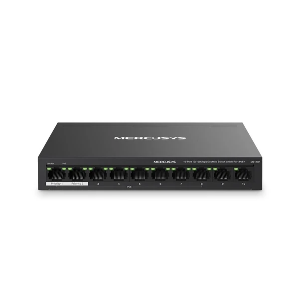 Tp-Link Mercusys MS110P 8 Port 10-100 Mbps Poe+ 2 Port 10-100 Switch Metal Kasa ürün görseli