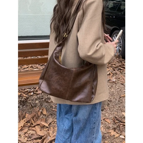 Shi Mei Maillard Retro Crossbody Çanta Kadın Çantası Çok Yönlü Büyük Kapasiteli Omuz Çantası - 2