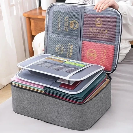 4 Klasör Tutucu Erkek Kadın Çanta Kapak Çanta Pasaport Ev Güvenli Fonksiyonel Dosya Saklama Kutusu - 2