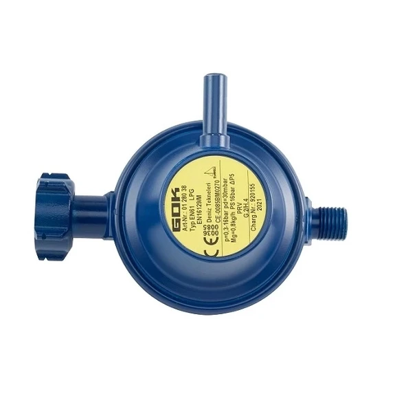 GOK 30mBar Tüp/LPG Gaz Dedantör/Regülatör - Düz Çıkışlı