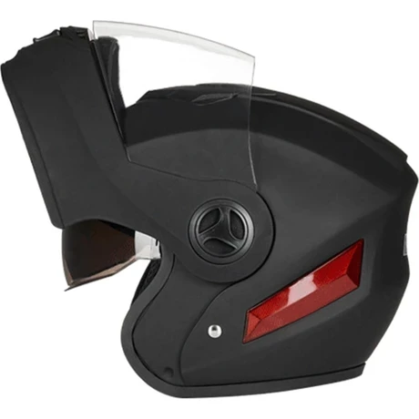 Stshop Motosiklet Çift Visor Flip Up Modüler Tam Yüz Kask Yetişkinler İçin Bir Boyut Mat Siyah - 2