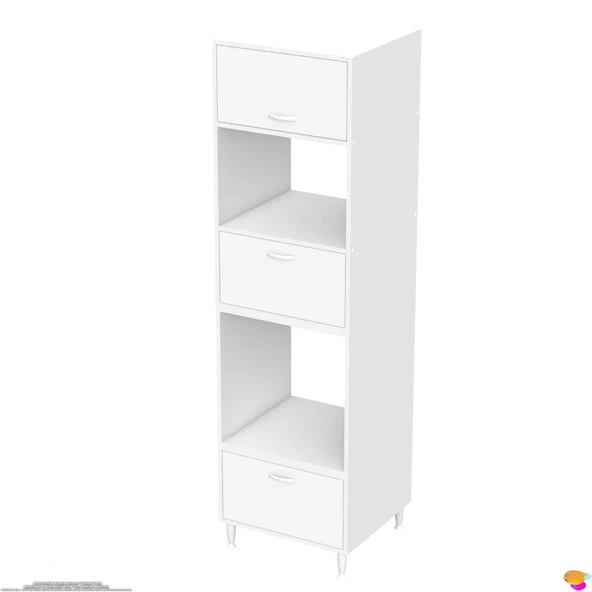 Modilayn AYAZ (60x217x56 cm) Boyutunda Ankastre 3 Kapaklı Mini/Midi Mikrodalga Fırın Dolabı - 9