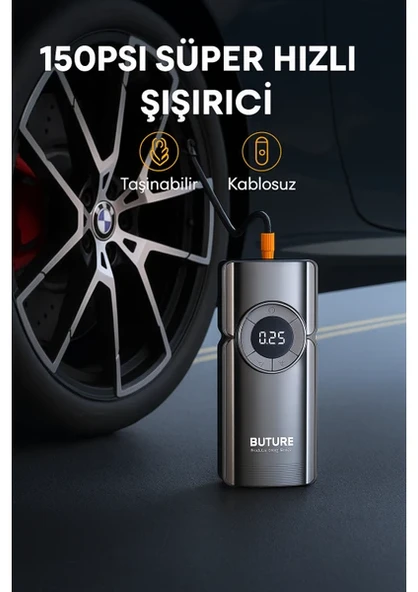 BUTURE BETA06 4000A 23800mah Lastik Şişirme Kompresörlü Taşınabilir Akü Takviye Kiti (Çanta + Led Lamba + Powerbank) - 2