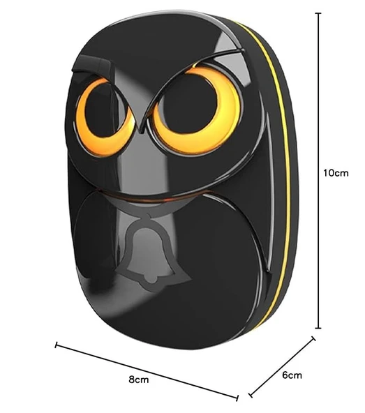 Monozone Işıklı Baykuş Şekilli 2 Alıcı 1 Verici Kapı Zili Hasta Çağırma Butonu Su Geçirmez Zil - Resim 8