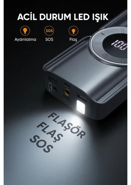 BUTURE BETA06 4000A 23800mah Lastik Şişirme Kompresörlü Taşınabilir Akü Takviye Kiti (Çanta + Led Lamba + Powerbank) - 3