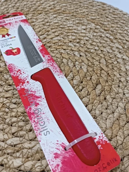 Sürmene 61004 Mutfak Bıçağı (9,50 Cm) Kırmızı - 6