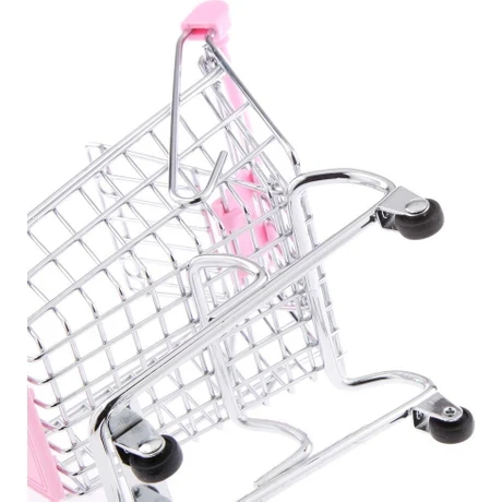 Dekor Pretend Mini Alışveriş Sepeti Arabası Oyuncak Hediye Pembe M Pembe Pembe 14.5 x 9.5 x 14 cm - 5