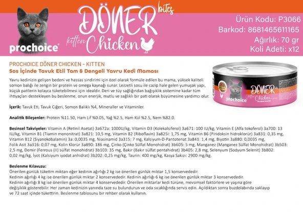 Prochoice Döner Bites Tavuklu Yavru Kedi Konservesi 70 GR - 3
