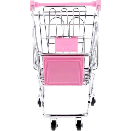 Dekor Pretend Mini Alışveriş Sepeti Arabası Oyuncak Hediye Pembe M Pembe Pembe 14.5 x 9.5 x 14 cm - 2