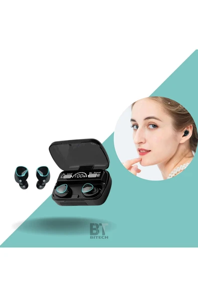 M10 Earbuds Powerbanklı Şarj göstergeli Bluetooth Kulak içi Tws kablosuz kulaklık headphones 5.1 - Resim 2