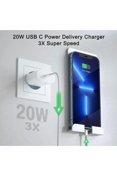 Iphone Tüm Serilerle Uyumlu 20WATT Hızlı Şarj Aleti Kablo Adaptör Set  6 7 8 X 11 12 13 14 15 - Resim 8