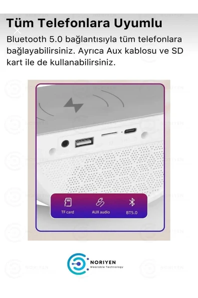 Bt 2301 Torled Kablosuz Masaüstü Hoparlörü Şarj Standı Çalar Saat Radyo Alarm G Şekil Müzik Makinesi - 4