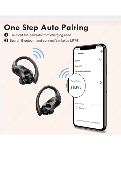 F1 Bluetooth Kulaklık Mipods Çift Mikrofonlu Siyah Kulak İçi Kablosuz Kulaklık Hi-Fi - Resim 4