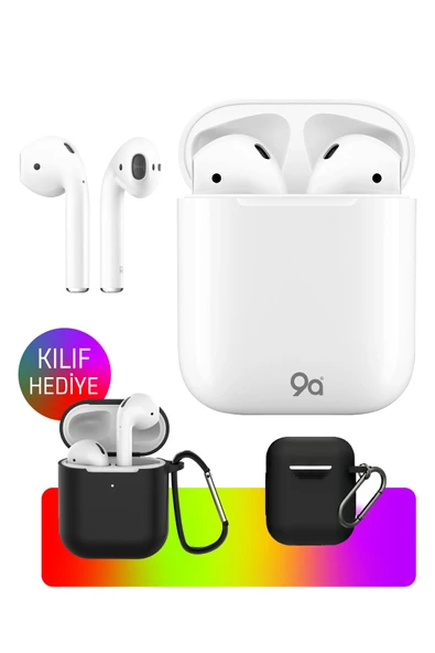 Beyaz 2.nesil Ios Android Uyumlu Kablosuz Bluetooth Kulaklık Siyah Renk Kılıf Hediyeli Airpods2 - Resim 2
