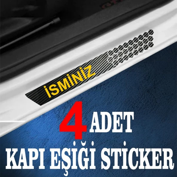 İndispensableyl İsminize özel Oto Kapı eşikleri Sticker Karbon 4 Adet - 2