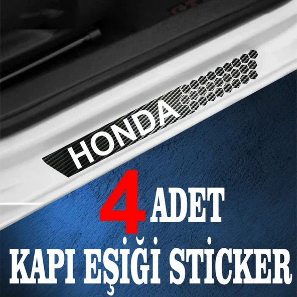 İndispensableyl Honda özel Oto Kapı eşikleri Sticker Karbon 4 Adet - 1