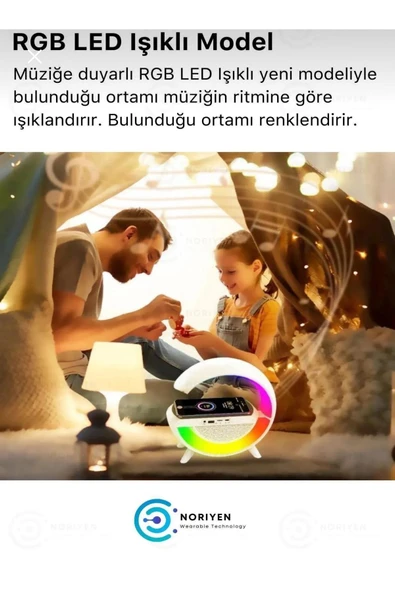 Bt 2301 Torled Kablosuz Masaüstü Hoparlörü Şarj Standı Çalar Saat Radyo Alarm G Şekil Müzik Makinesi - 7