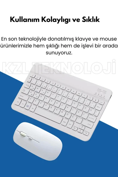 Mini Kablosuz Wireless Klavye Mouse Seti 2.4 Ghz Beyaz - 2