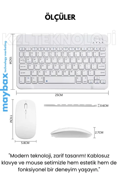 K-03 Mini Kablosuz Wireless Klavye Mouse Seti 2.4 Ghz Siyah - Kl-235 - 5