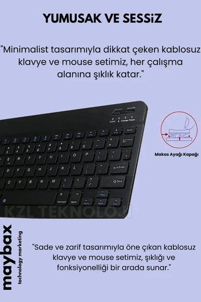 Mini Kablosuz Wireless Klavye Mouse Seti 2.4 Ghz Beyaz - 8